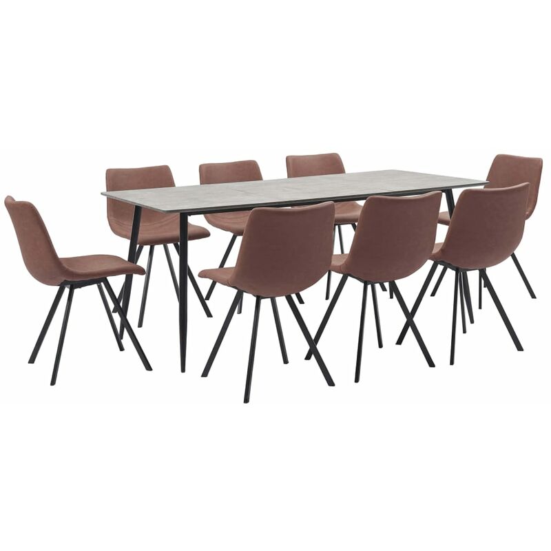 

vidaXL Juego de Comedor Cuero Sintético 9 Piezas Marrón Intermedio - Marrón