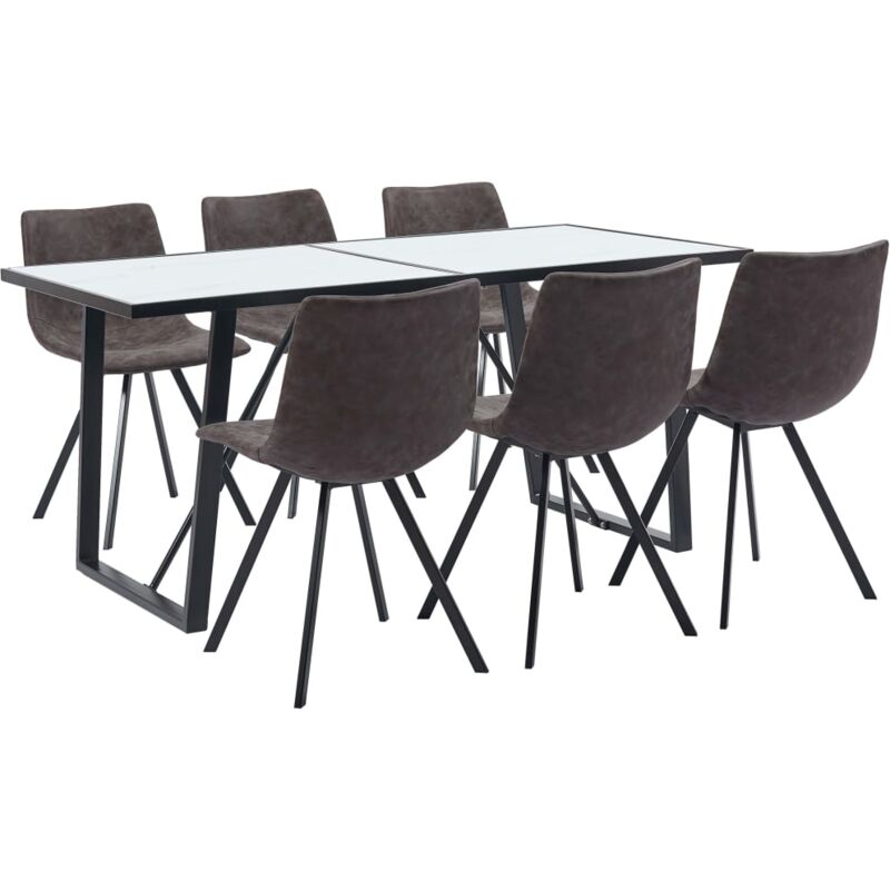 

Vidaxl - Juego de Comedor Cuero Sintético 7 Piezas Marrón - Marrón