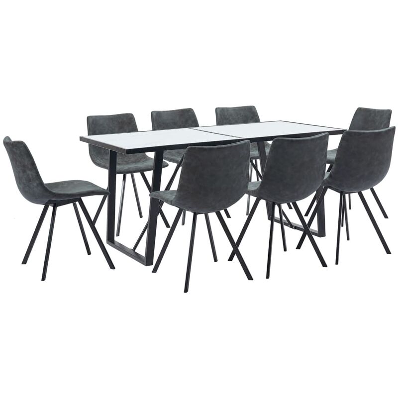 

vidaXL Juego de Comedor Cuero Sintético 9 Piezas Negro - Negro