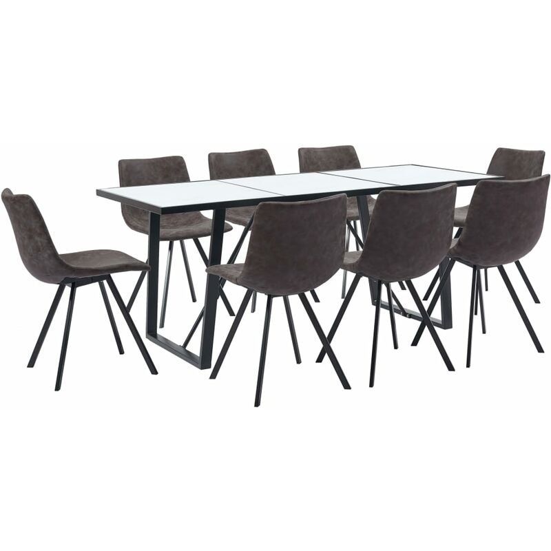 

Vidaxl - Juego de Comedor Cuero Sintético 9 Piezas Marrón - Marrón