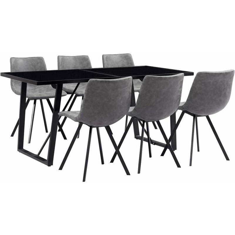 

vidaXL Juego de Comedor Cuero Sintético 7 Piezas Gris - Gris