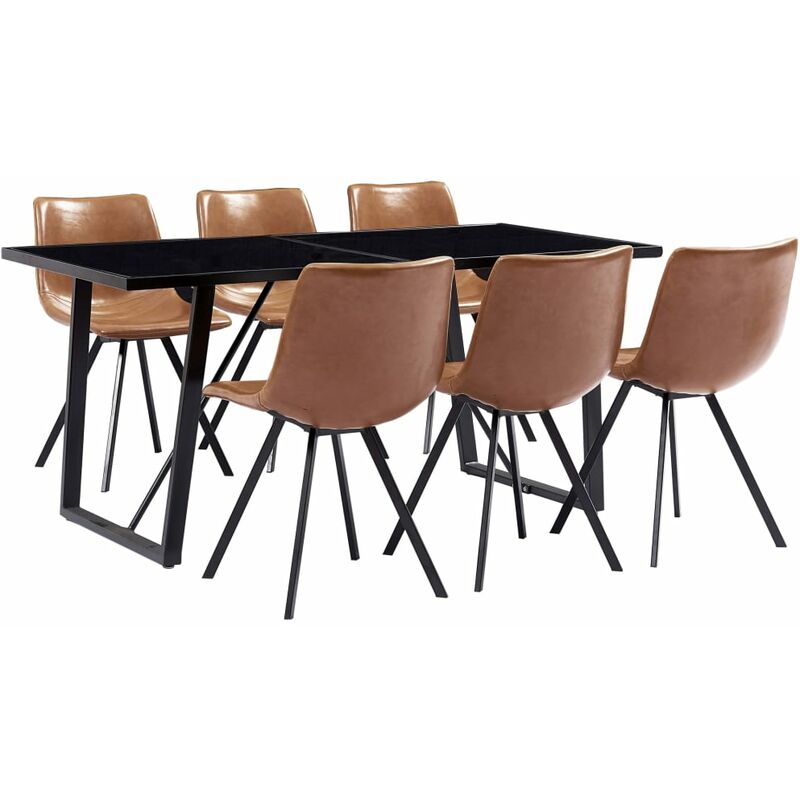 

vidaXL Juego de Comedor Cuero Sintético 7 Piezas Color Coñac - Marrón