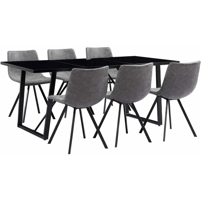 

vidaXL Juego de Comedor Cuero Sintético 7 Piezas Gris - Gris