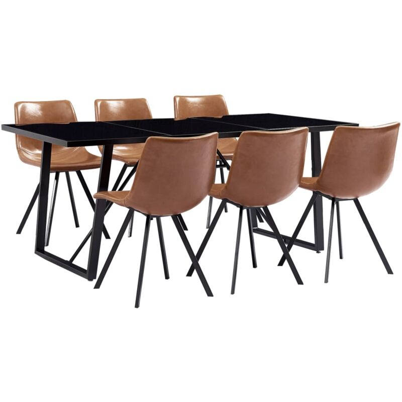 

vidaXL Juego de Comedor Cuero Sintético 7 Piezas Color Coñac - Marrón