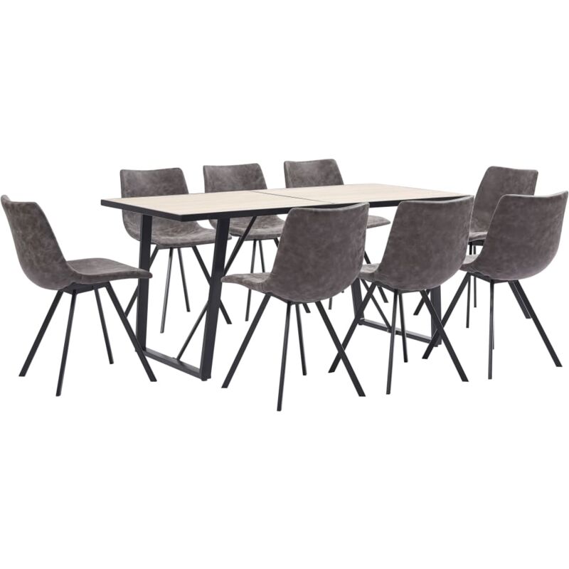 

Juego de Comedor Cuero Sintético 9 Piezas Marrón - Marrón - Vidaxl