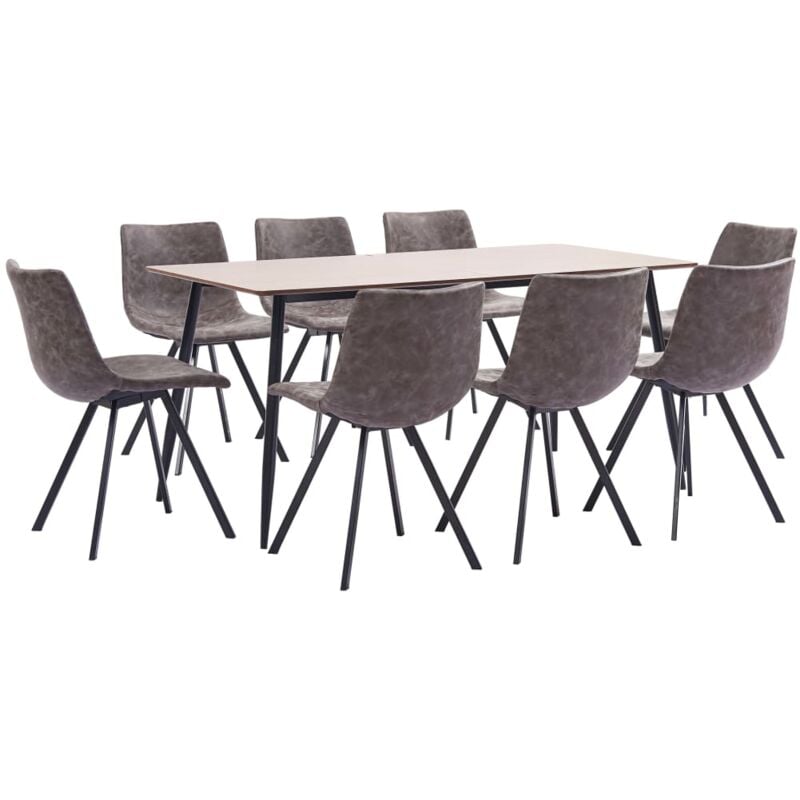 

Juego de Comedor Cuero Sintético 9 Piezas Marrón - Marrón - Vidaxl