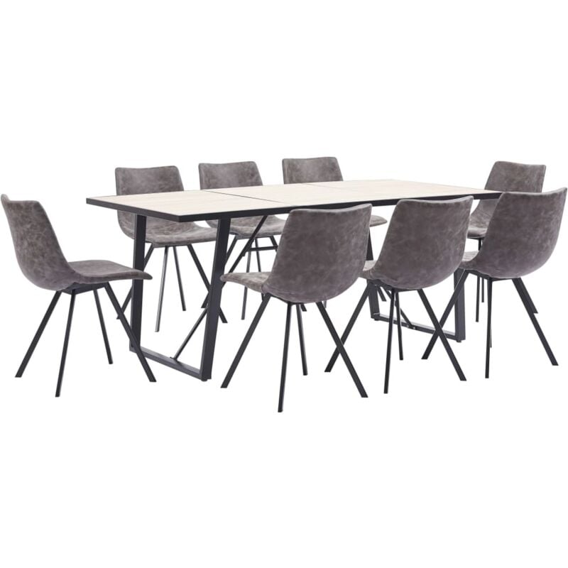 

Juego de Comedor Cuero Sintético 9 Piezas Marrón - Marrón - Vidaxl