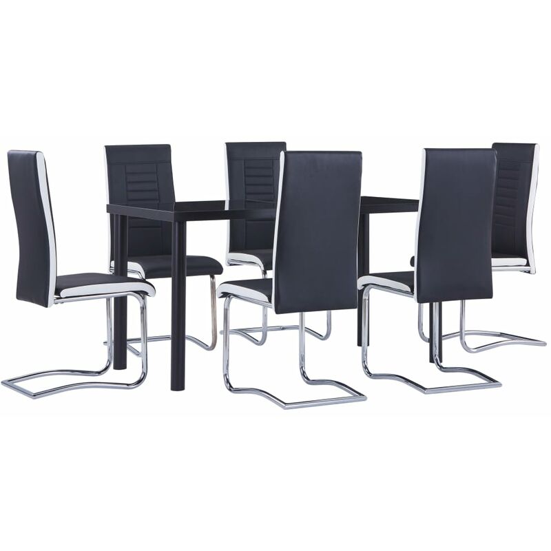 

vidaXL Juego de Comedor Cuero Sintético 7 Piezas Negro - Negro