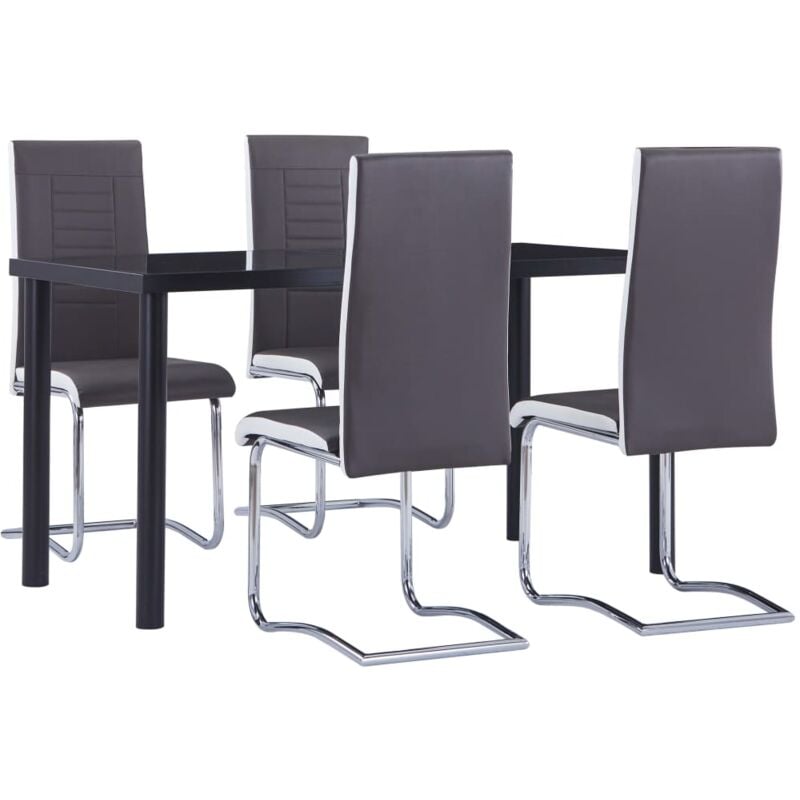

vidaXL Juego de Comedor Cuero Sintético 5 Piezas Gris - Gris