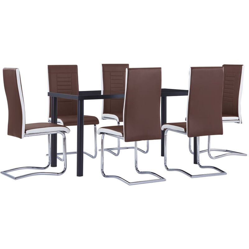 

vidaXL Juego de Comedor Cuero Sintético 7 Piezas Marrón - Marrón