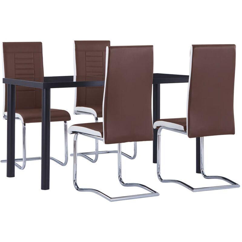 

vidaXL Juego de Comedor Cuero Sintético 5 Piezas Marrón - Marrón