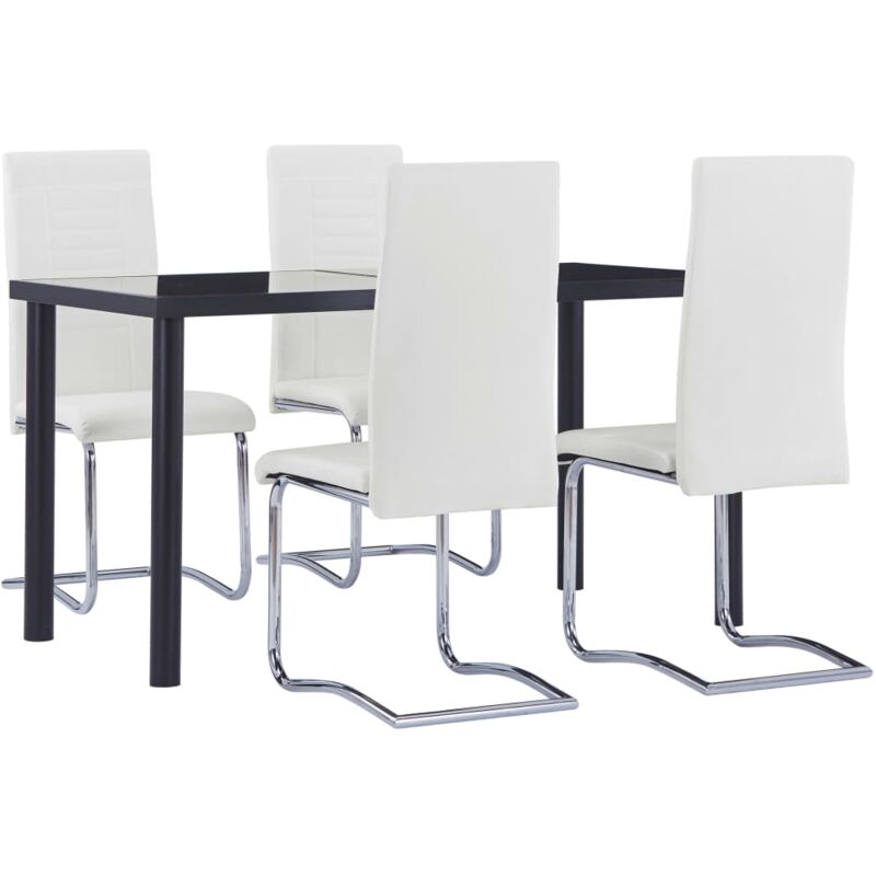 

vidaXL Juego de Comedor Cuero Sintético 5 Piezas Blanco - Blanco