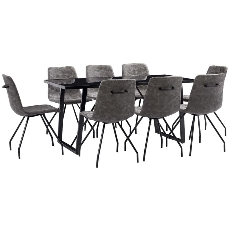 

Juego de Comedor Cuero Sintético 9 Piezas Marrón Oscuro - Marrón - Vidaxl