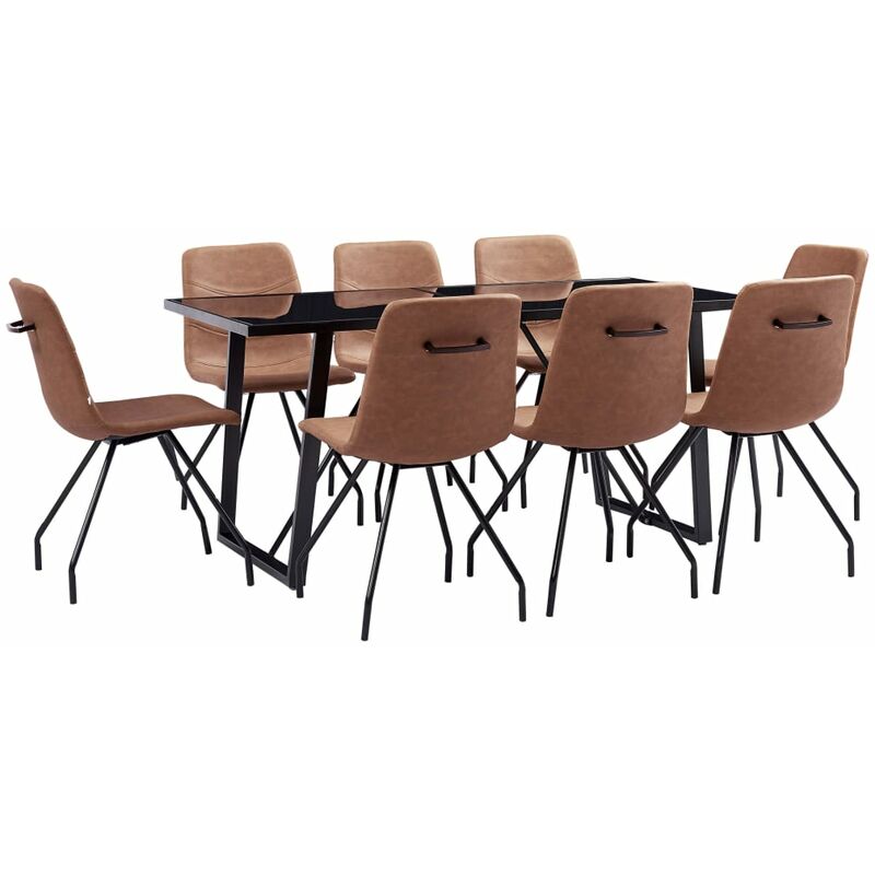 

Juego de Comedor Cuero Sintético 9 Piezas Marrón - Marrón - Vidaxl