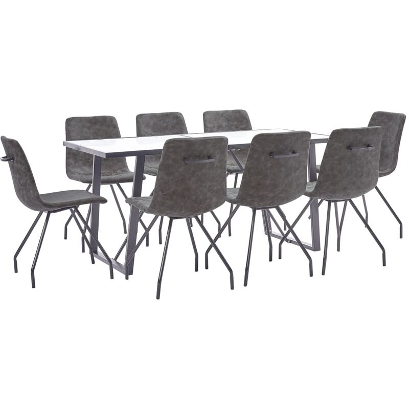

vidaXL Juego de Comedor Cuero Sintético 9 Piezas Marrón Oscuro - Marrón