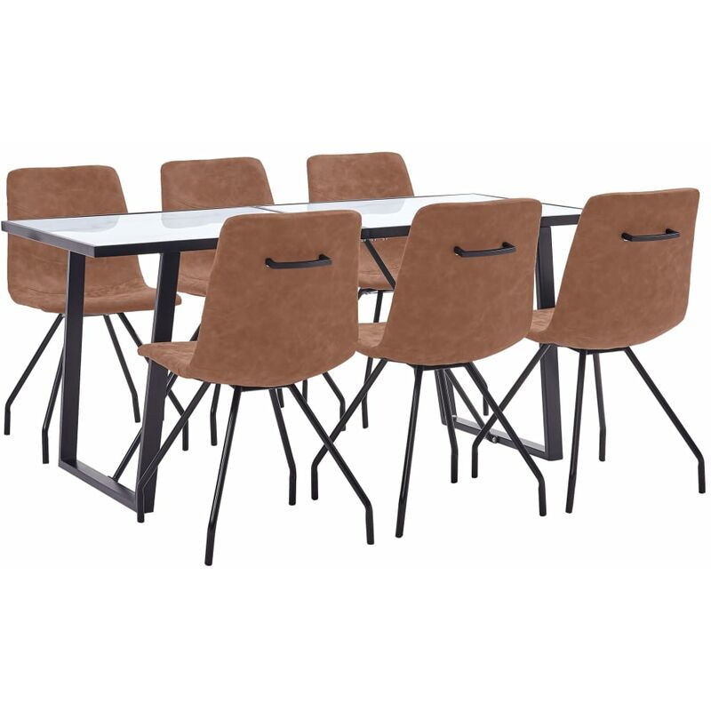 

vidaXL Juego de Comedor Cuero Sintético 7 Piezas Marrón - Marrón