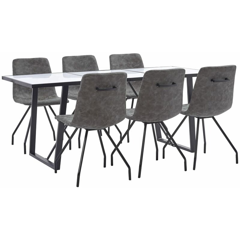 

Juego de Comedor Cuero Sintético 7 Piezas Marrón Oscuro - Marrón - Vidaxl