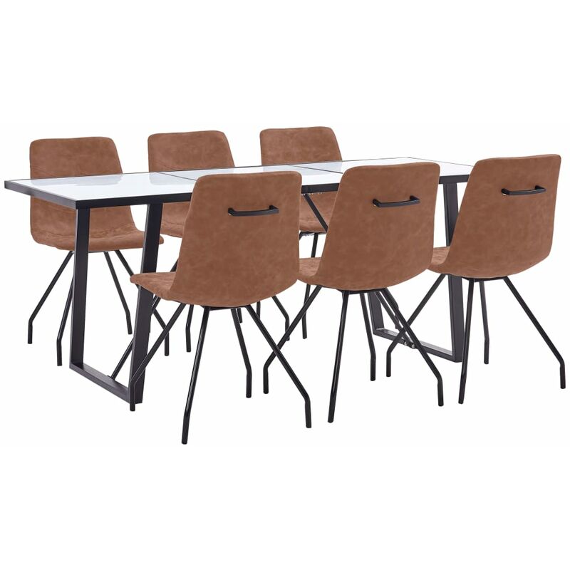 

Juego de Comedor Cuero Sintético 7 Piezas Marrón - Marrón - Vidaxl
