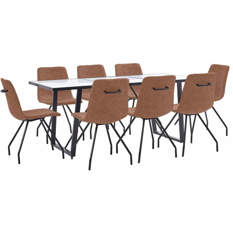 

Juego de Comedor Cuero Sintético 9 Piezas Marrón - Marrón - Vidaxl