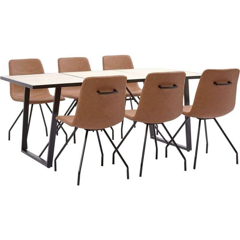 

Juego de Comedor Cuero Sintético 7 Piezas Marrón - Marrón - Vidaxl