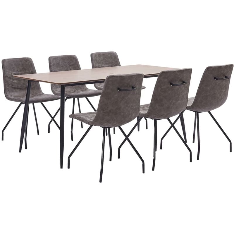 

Juego de Comedor Cuero Sintético 7 Piezas Marrón Oscuro - Marrón - Vidaxl