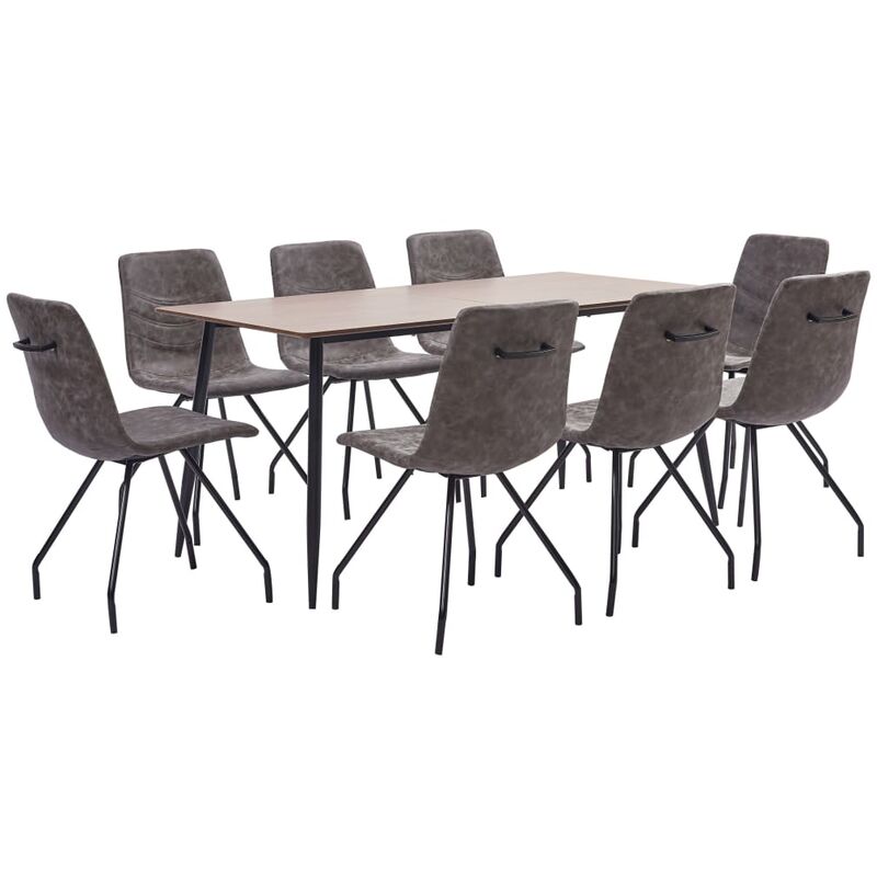 

Juego de Comedor Cuero Sintético 9 Piezas Marrón Oscuro - Marrón - Vidaxl