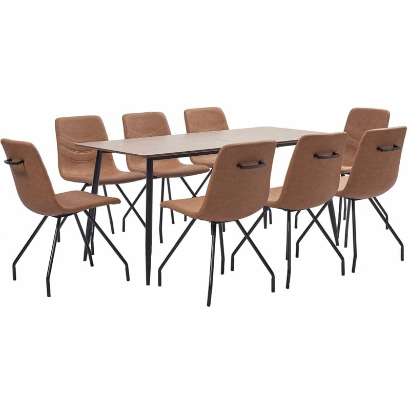 

Juego de Comedor Cuero Sintético 9 Piezas Marrón - Marrón - Vidaxl