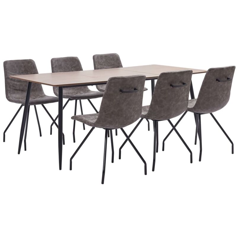 

Juego de Comedor Cuero Sintético 7 Piezas Marrón Oscuro - Marrón - Vidaxl