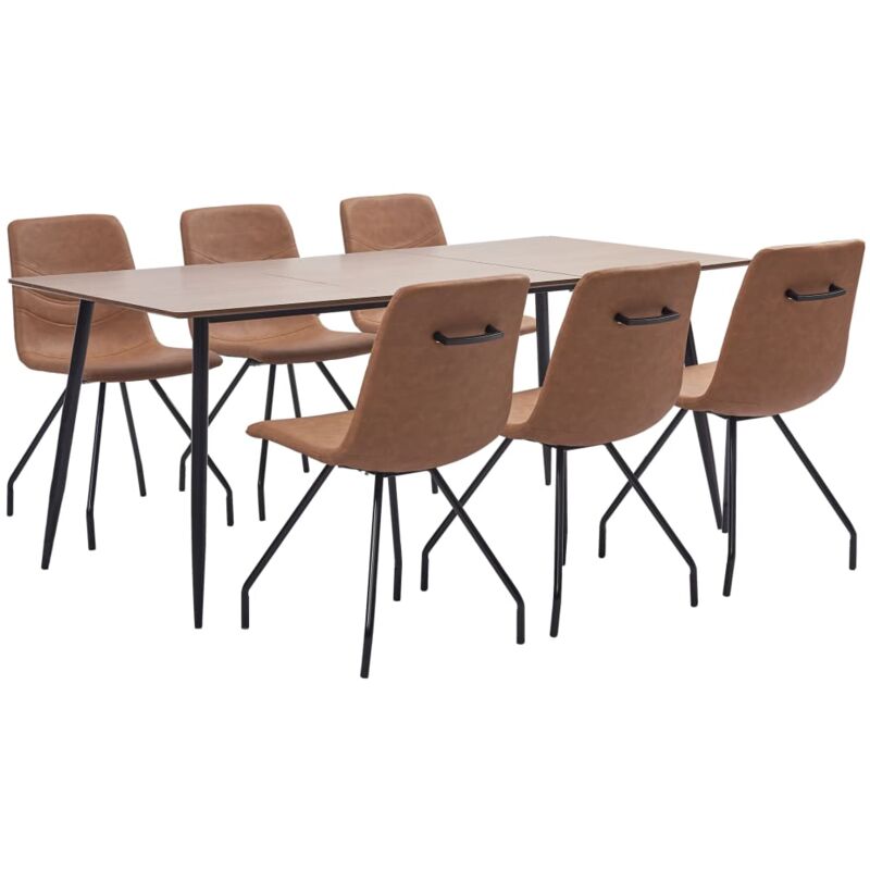

Juego de Comedor Cuero Sintético 7 Piezas Marrón - Marrón - Vidaxl