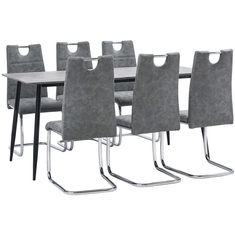 

vidaXL Juego de Comedor Cuero Sintético 7 Piezas Gris - Gris