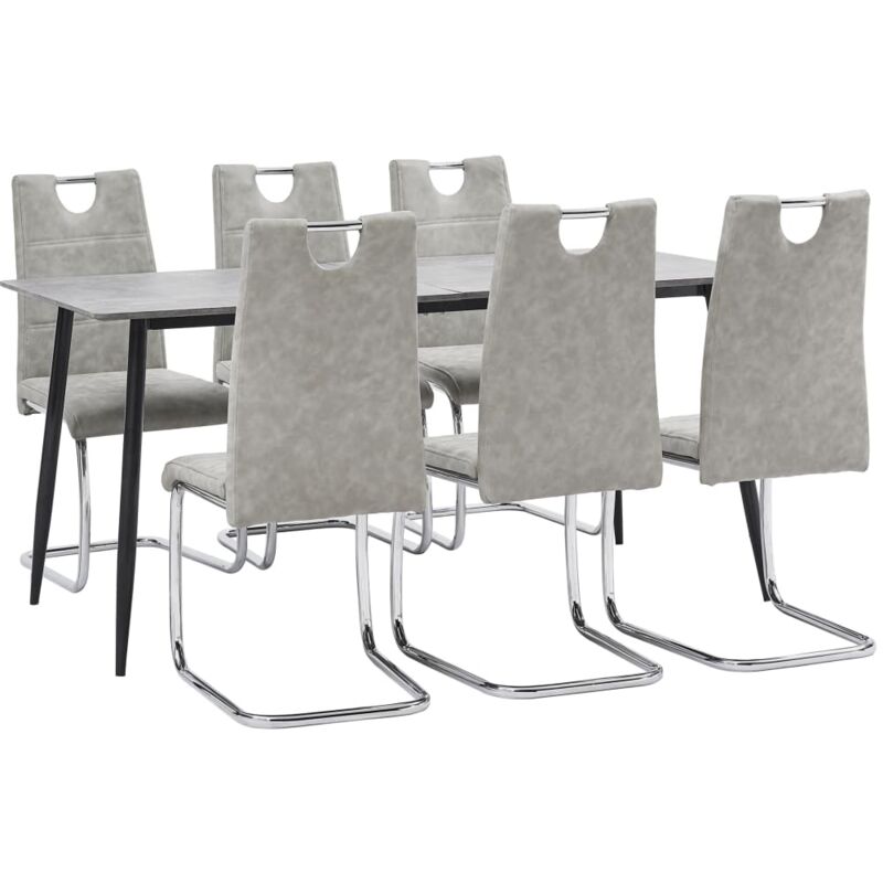 

vidaXL Juego de Comedor Cuero Sintético 7 Piezas Gris Claro - Gris