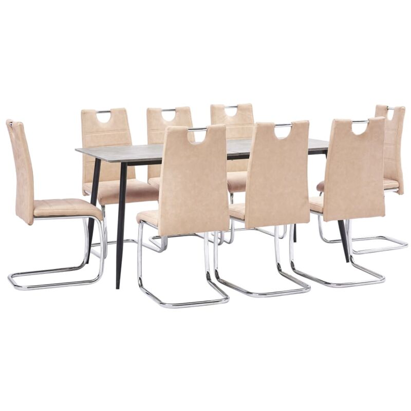 

vidaXL Juego de Comedor Cuero Sintético 9 Piezas Crema - Crema