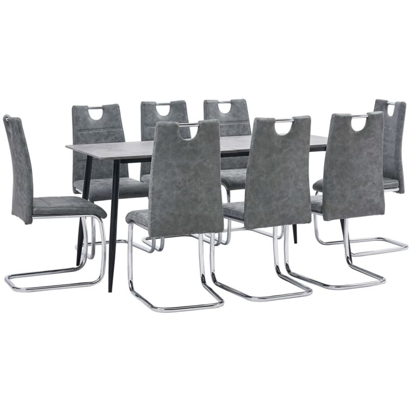 

vidaXL Juego de Comedor Cuero Sintético 9 Piezas Gris - Gris