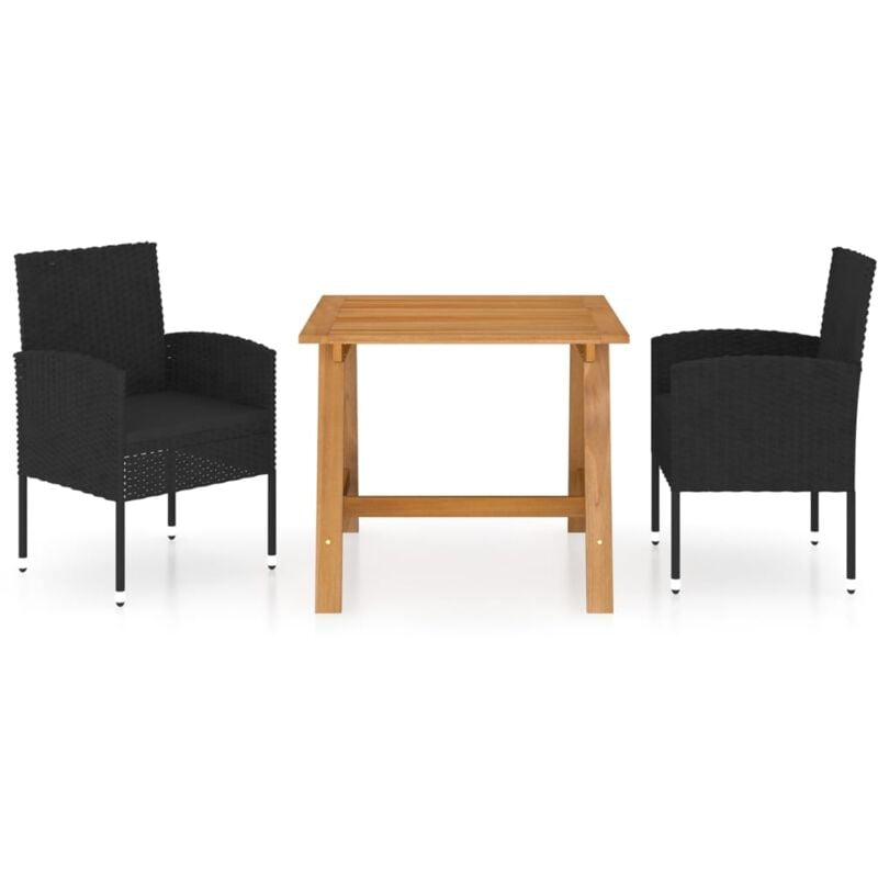 

Vidaxl - Juego de comedor de jardín 3 piezas negro - Negro