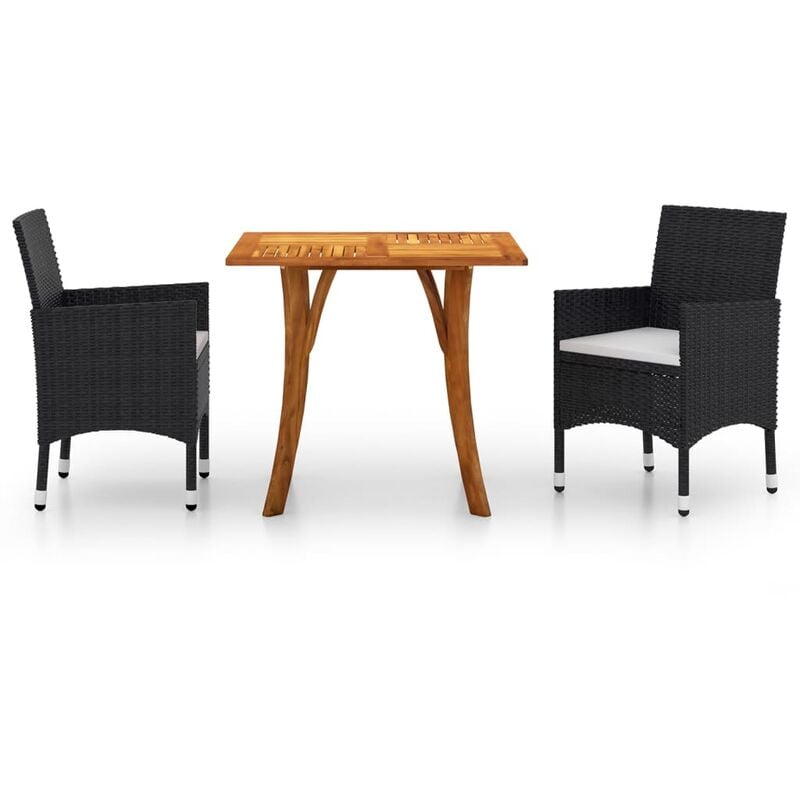 

vidaXL Juego de comedor de jardín 3 piezas negro - Negro