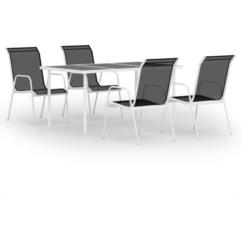 

Juego de comedor de jardín 5 piezas de acero negro - Negro - Vidaxl