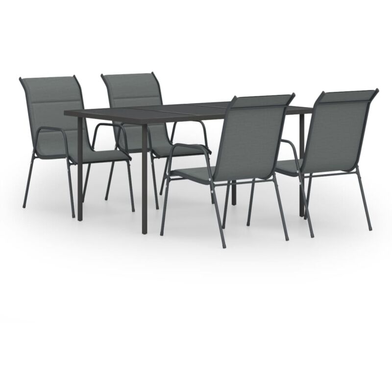 

Juego de comedor de jardín 5 piezas de acero negro - Negro - Vidaxl