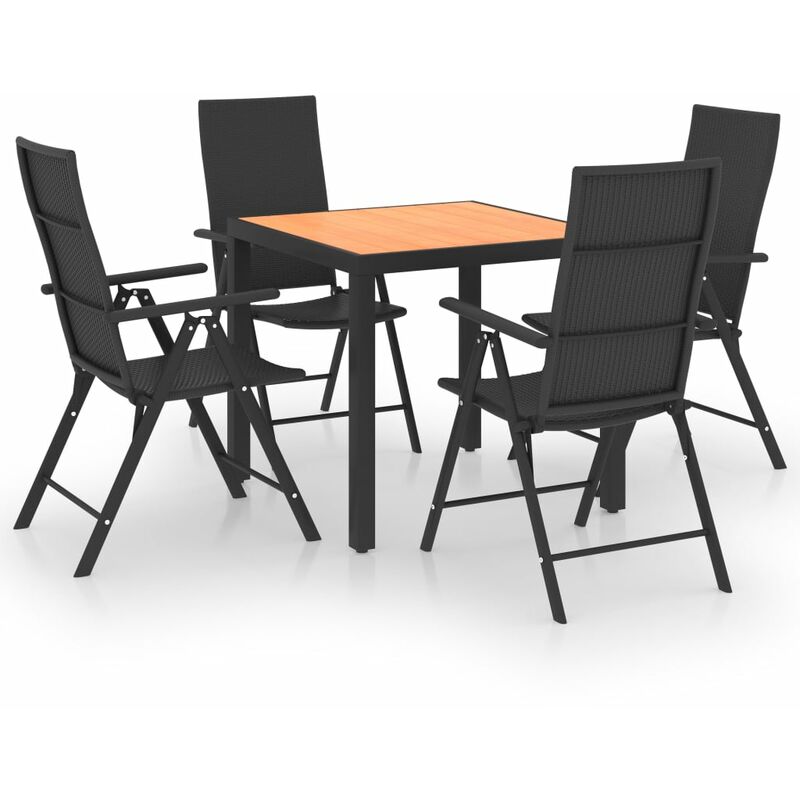 

Juego de comedor de jardín 5 piezas negro y marrón - Negro - Vidaxl