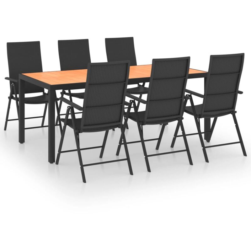 

Juego de comedor de jardín 7 piezas negro y marrón - Negro - Vidaxl