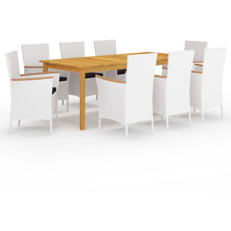 

Juego de comedor de jardín 9 piezas - Blanco - Vidaxl