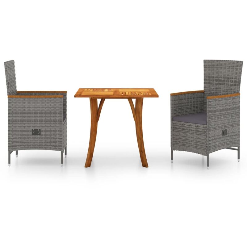 

vidaXL Juego de comedor de jardín de 3 piezas gris - Gris