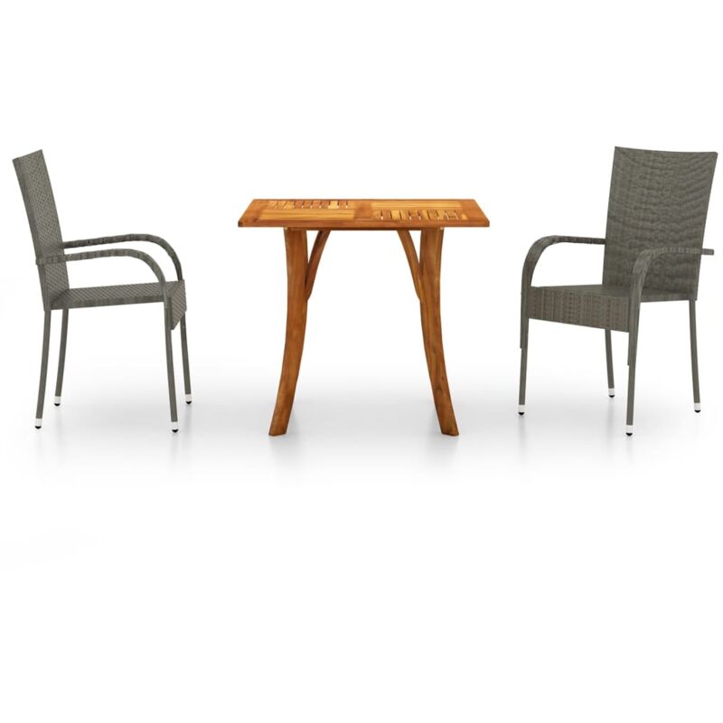 

vidaXL Juego de comedor de jardín de 3 piezas gris - Gris