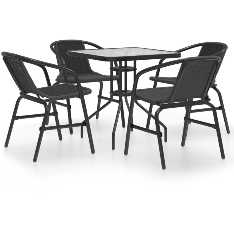 

vidaXL Juego de comedor de jardín de 5 piezas negro - Negro
