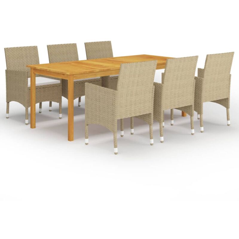 

vidaXL Juego de comedor de jardín de 7 piezas beige - Beige