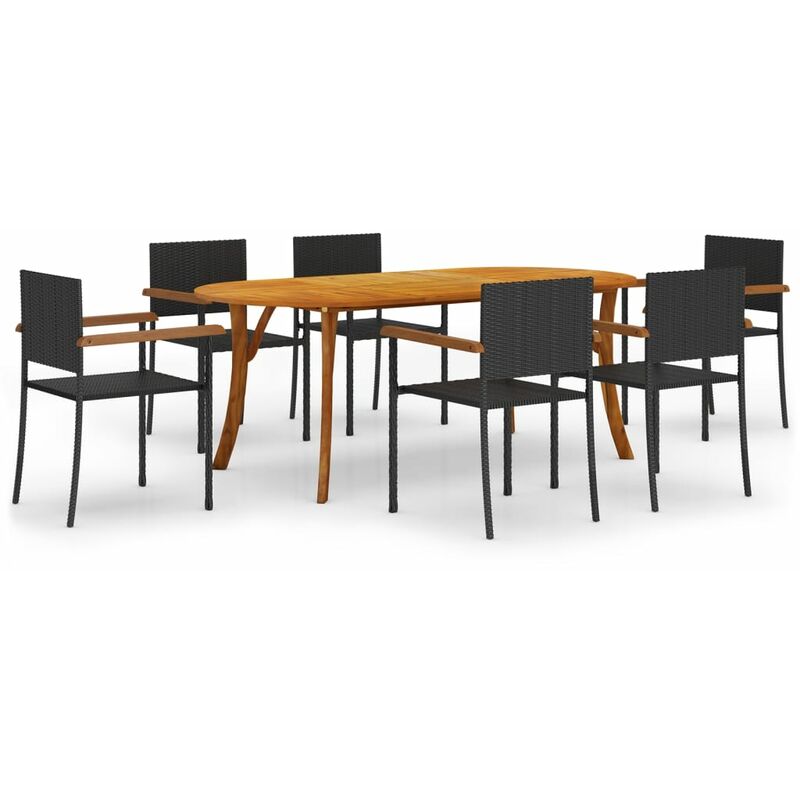 

Juego de comedor de jardín de 7 piezas negro - Negro - Vidaxl