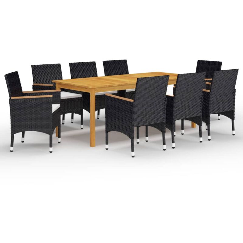 

Juego de comedor de jardín de 9 piezas negro - Negro - Vidaxl
