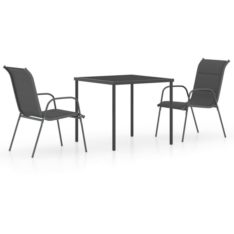 

Juego de comedor de jardín 3 piezas acero gris antracita - Antracita - Vidaxl