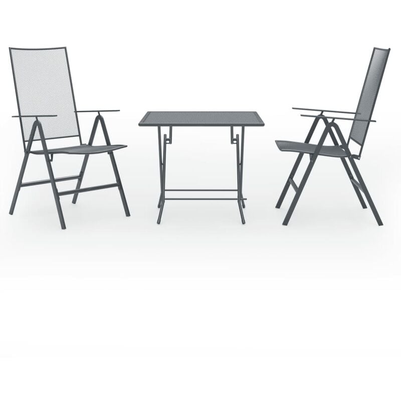 

Juego de comedor de jardín 3 piezas acero gris antracita - Antracita - Vidaxl