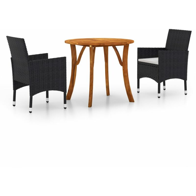 

vidaXL Juego de comedor de jardín 3 piezas negro - Negro