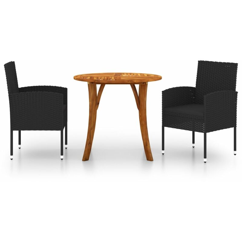

vidaXL Juego de comedor de jardín 3 piezas negro - Negro
